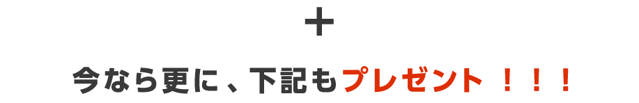 今なら更に、下記の3点もプレゼント！！！